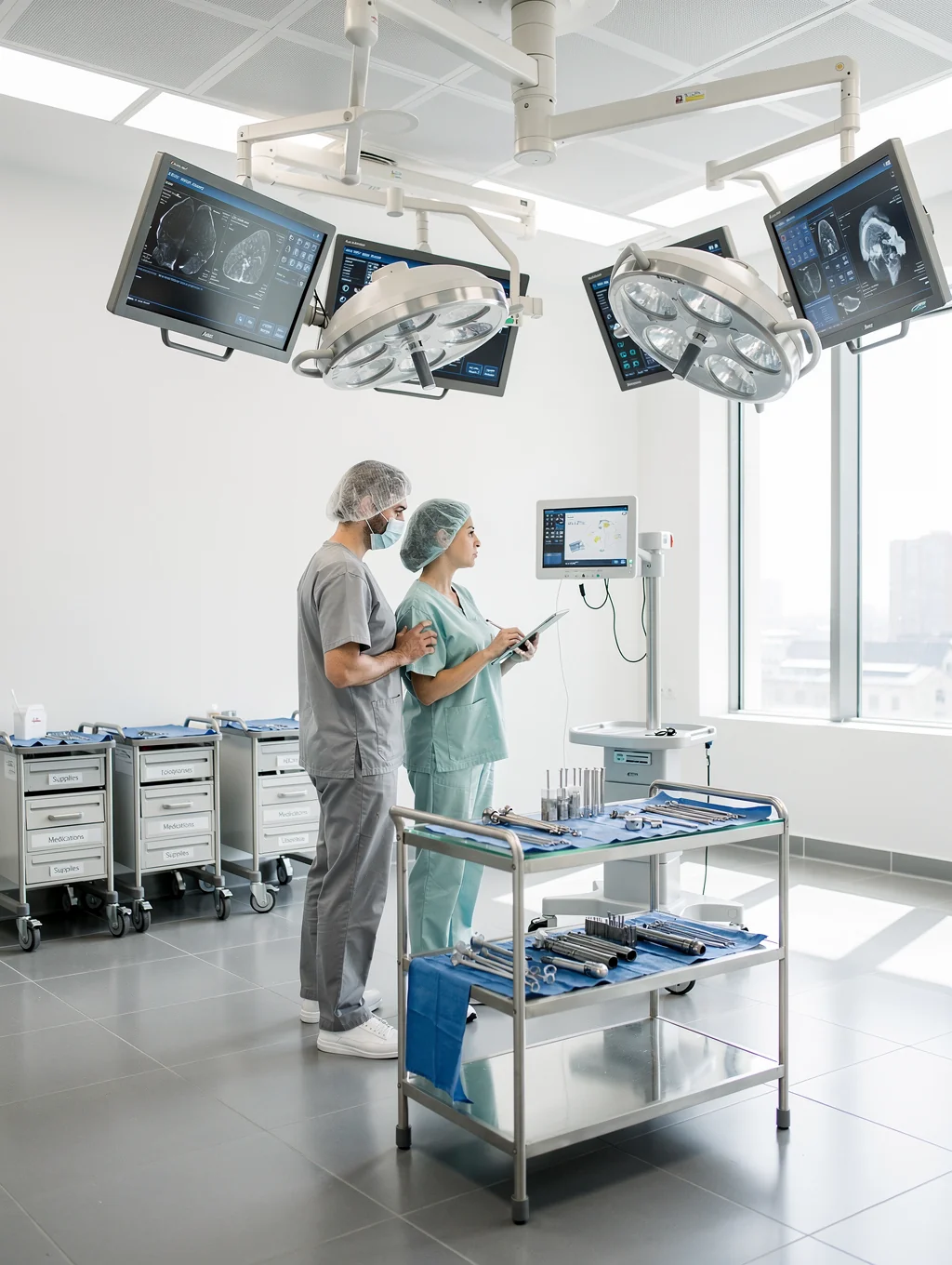 Surgical robotic console and articulated instruments in a sterile operating theatre