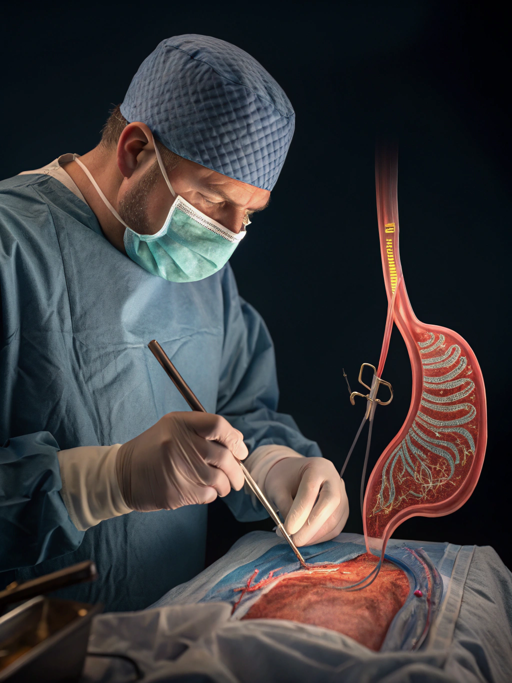 Complex abdominal wall reconstruction and component separation illustration