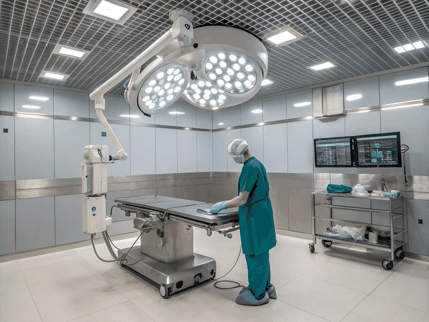 Advanced robotic surgical console in operating theatre